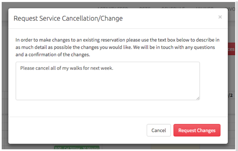 Change confirmation window